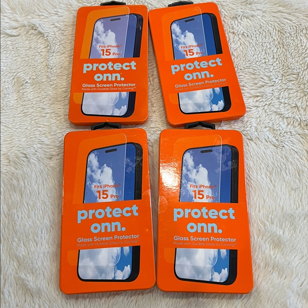 Lot 4 iPhone 15 Pro Protect Onn Glass Screen Protector - New